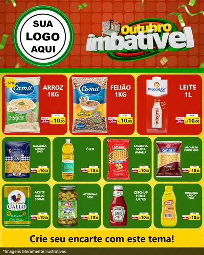 Modelo de Rede Social para Feed Instagram com o tema Outubro Imbatível para Supermercado