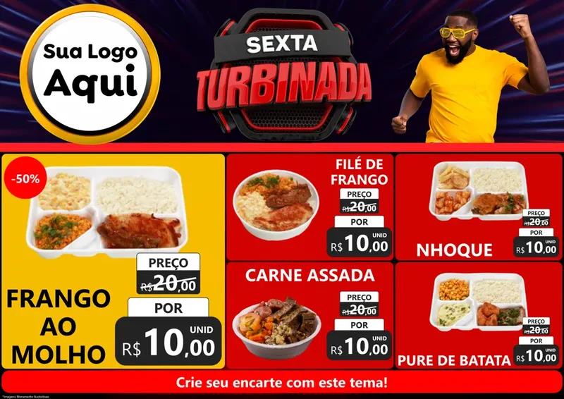 Modelo de Encarte para Encarte A4 Horizontal com o tema Sexta Turbinada para Restaurante