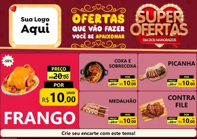Modelo de Encarte para Encarte A4 Horizontal com o tema Dia dos Namorados para Assados