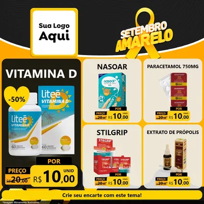 Modelo de Rede Social para Feed Facebook com o tema Setembro Amarelo para Farmácia