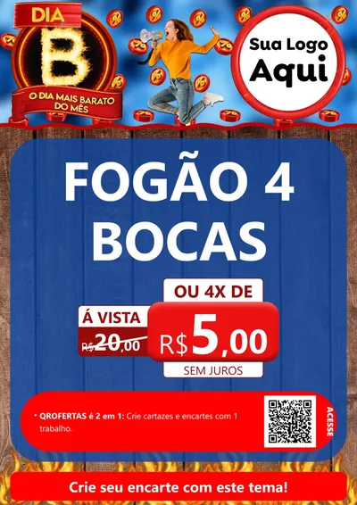 Modelo de Cartaz para Cartaz A4 Vertical com o tema Dia B - O Dia Mais Barato Do Mês para Móveis e Eletro