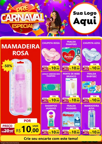 Modelo de Encarte para Encarte A4 Vertical com o tema Pré-Carnaval Especial para Bebês