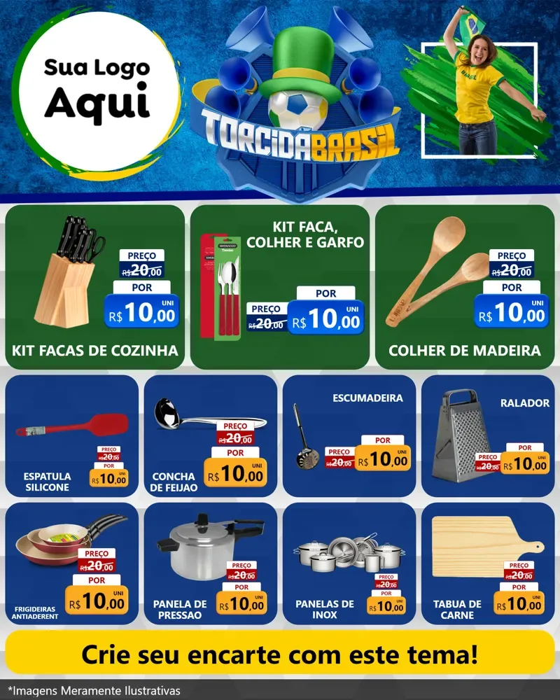 Modelo de Rede Social para Feed Instagram com o tema Torcida Brasil - Copa para Utilidades Domésticas