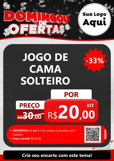 Modelo de Cartaz para Cartaz A4 Vertical com o tema Domingou de Ofertas para Cama, Mesa e Banho