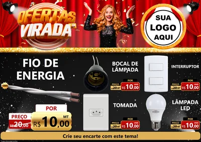 Modelo de Encarte para Encarte A4 Horizontal com o tema Ofertas da Virada para Materiais Elétricos