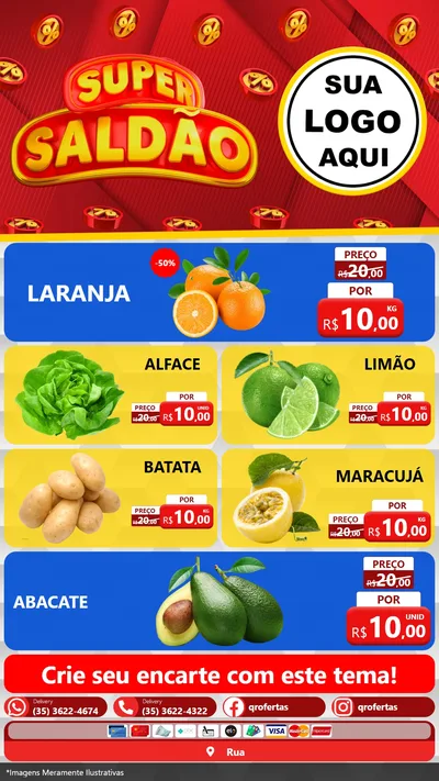 Modelo de TV para TV Vertical com o tema Super Saldão para Hortifrúti