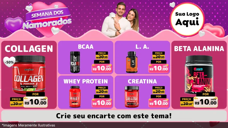 Modelo de TV para TV Horizontal com o tema Semana dos Namorados para Suplementos alimentares