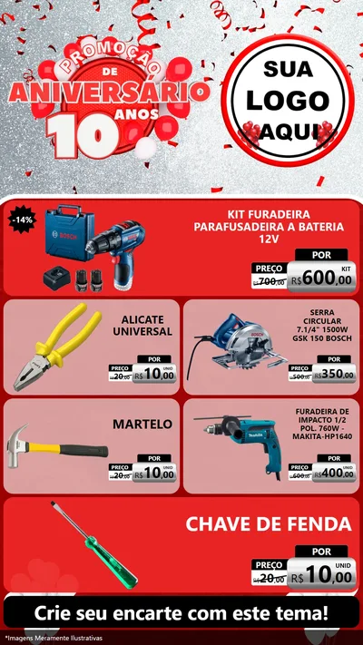 Modelo de TV para TV Vertical com o tema Promoção de Aniversário - 10 Anos para Maquinas e Ferramentas