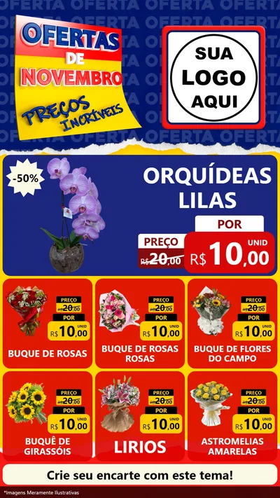 Modelo de Rede Social para Stories com o tema Ofertas de Novembro - Preços Incríveis para Floricultura e jardim