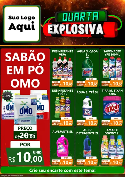 Modelo de Encarte para Encarte A4 Vertical com o tema Quarta Explosiva para Produtos de Limpeza