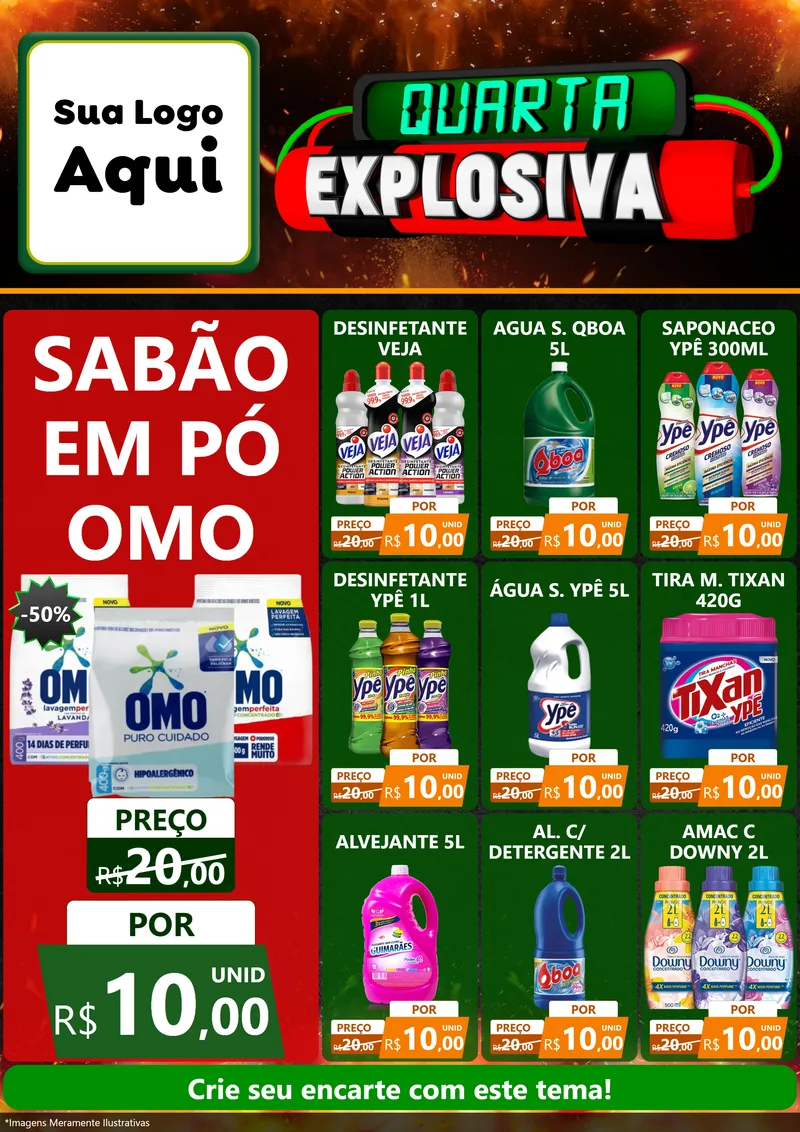 Modelo de Encarte para Encarte A4 Vertical com o tema Quarta Explosiva para Produtos de Limpeza