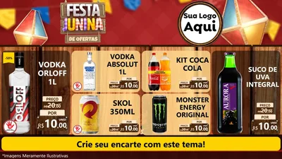Modelo de TV para TV Horizontal com o tema Festa Junina de Ofertas para Distribuidora de bebidas