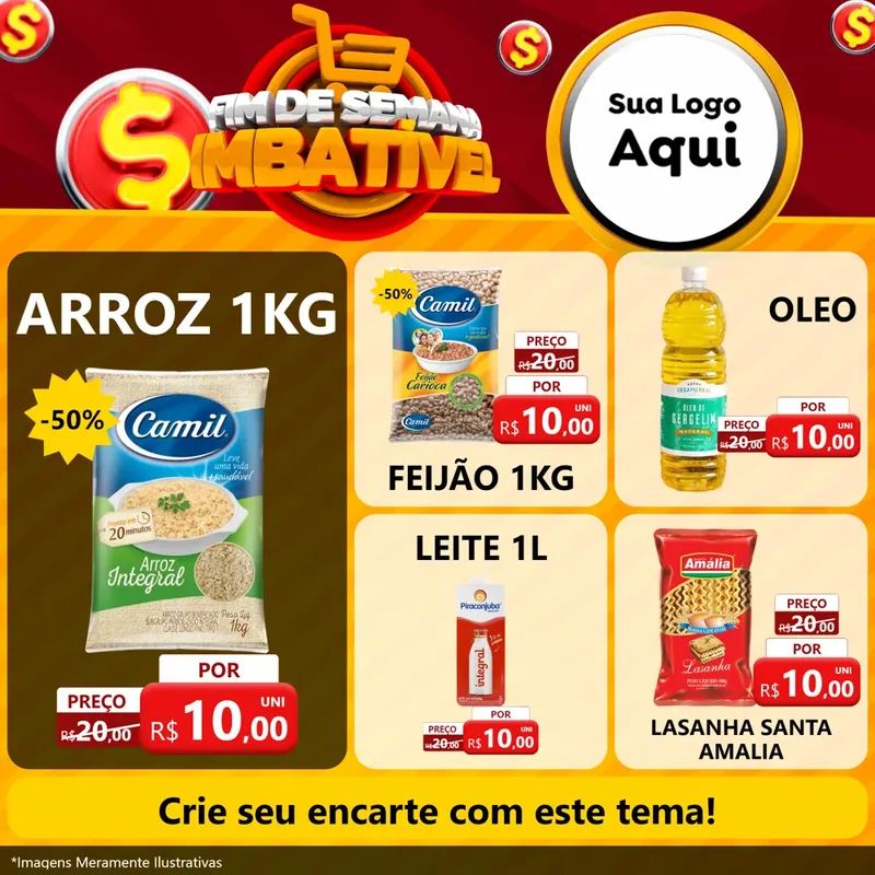 Modelo de Rede Social para Feed Facebook com o tema Fim de Semana Imbatível para Supermercado