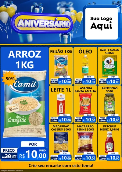 Modelo de Encarte para Encarte A4 Vertical com o tema Aniversário para Supermercado