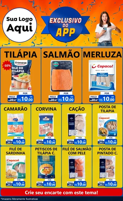 Modelo de Encarte para Encarte Grande com o tema Exclusivo do Aplicativo para Peixaria