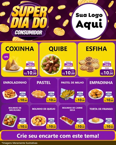 Modelo de Rede Social para Feed Instagram com o tema Super Dia do Consumidor para Salgadaria