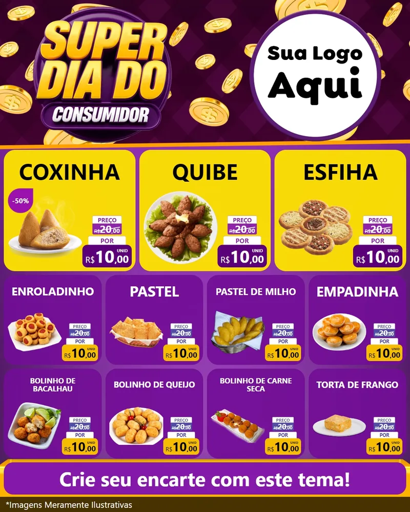 Modelo de Rede Social para Feed Instagram com o tema Super Dia do Consumidor para Salgadaria