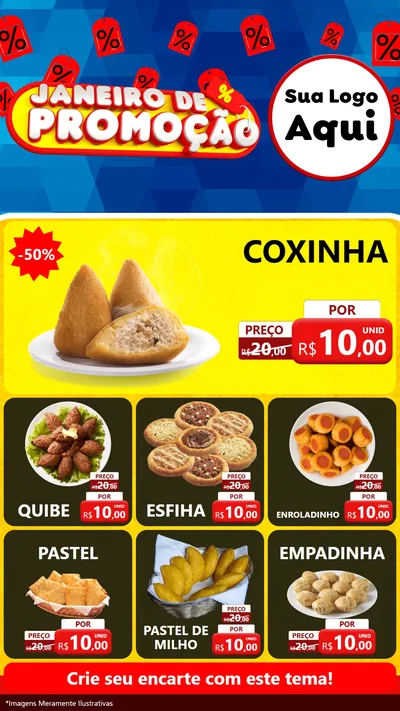 Modelo de Rede Social para Stories com o tema Janeiro de Promoção para Salgadaria