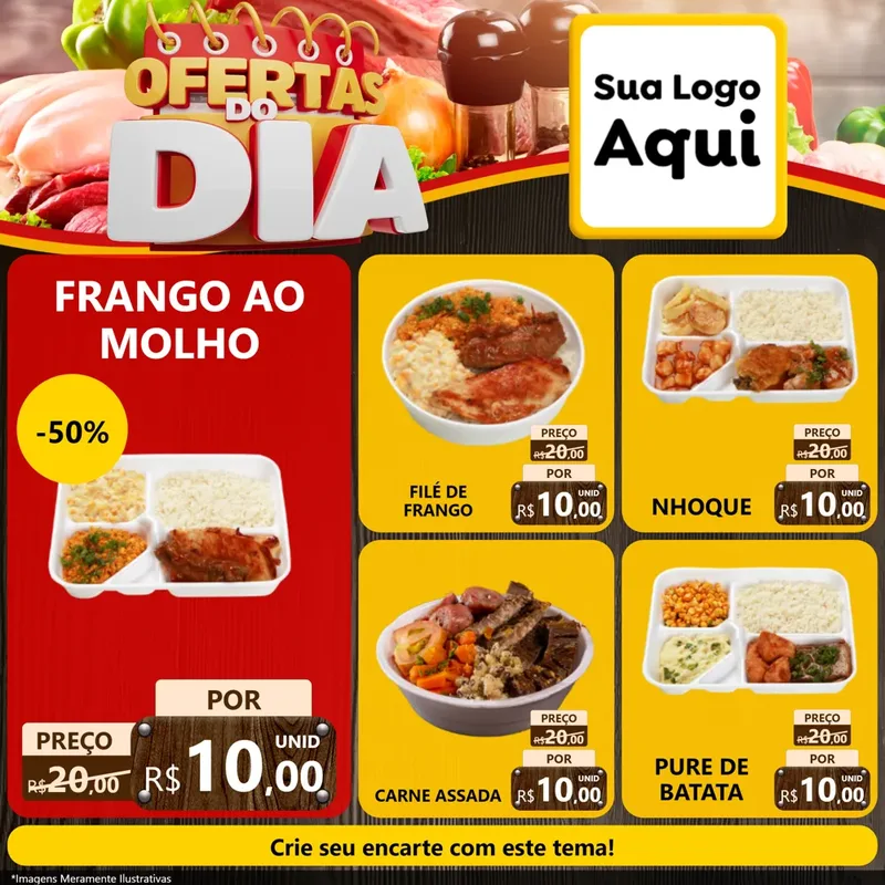 Modelo de Rede Social para Feed Facebook com o tema Ofertas do Dia para Restaurante