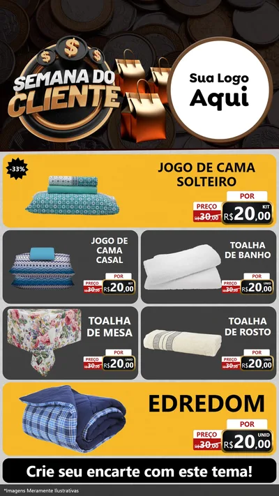 Modelo de TV para TV Vertical com o tema Semana do Cliente para Cama, Mesa e Banho