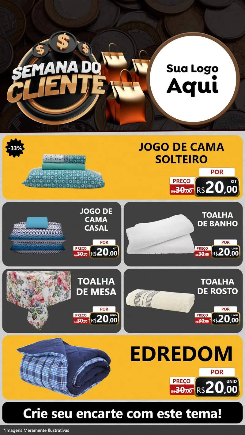 Modelo de TV para TV Vertical com o tema Semana do Cliente para Cama, Mesa e Banho