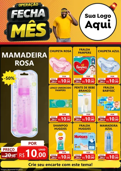 Modelo de Encarte para Encarte A4 Vertical com o tema Operação Fecha Mês para Bebês
