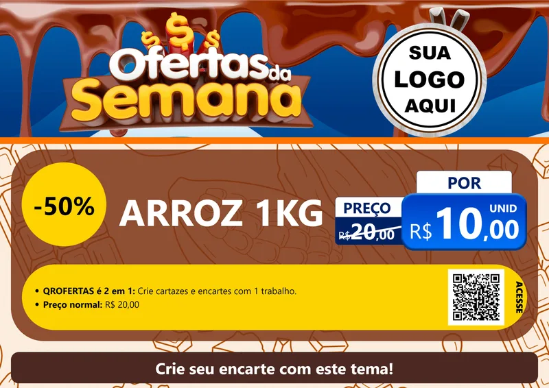 Modelo de Cartaz para Cartaz A4 Horizontal com o tema Ofertas da Semana - Páscoa para Supermercado