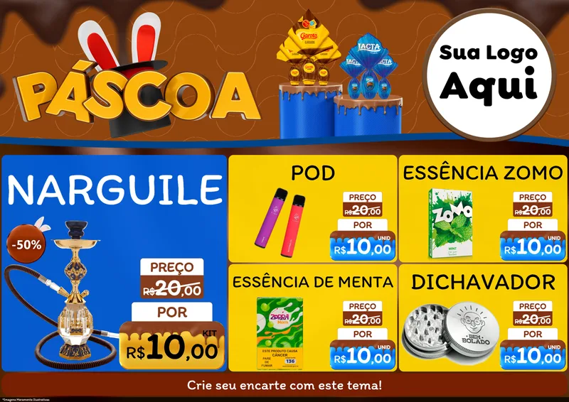 Modelo de Encarte para Encarte A4 Horizontal com o tema Páscoa para Tabacaria