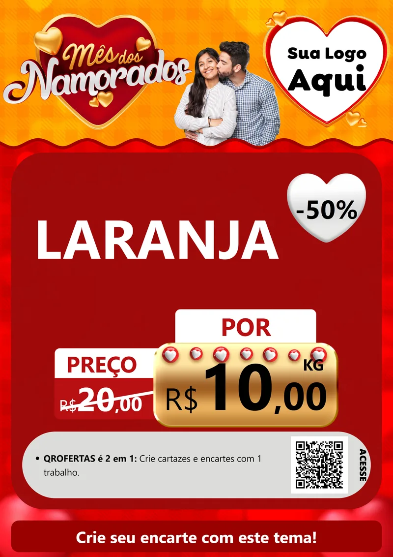 Modelo de Cartaz para Cartaz A4 Vertical com o tema Mês dos Namorados para Hortifrúti