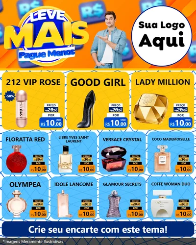 Modelo de Rede Social para Feed Instagram com o tema Leve Mais, Pague Menos para Perfumes