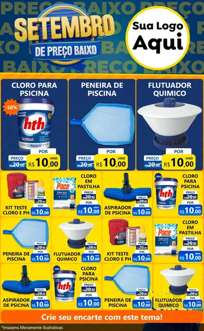 Modelo de Encarte para Encarte Grande com o tema Setembro De Preço Baixo para Produtos para Piscina