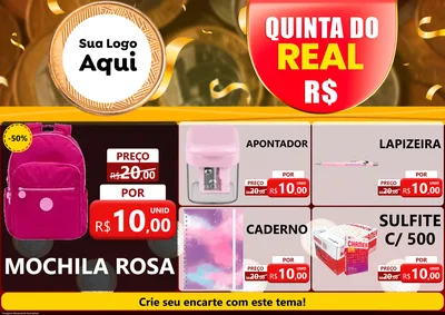 Modelo de Encarte para Encarte A4 Horizontal com o tema Quinta do Real para Papelaria