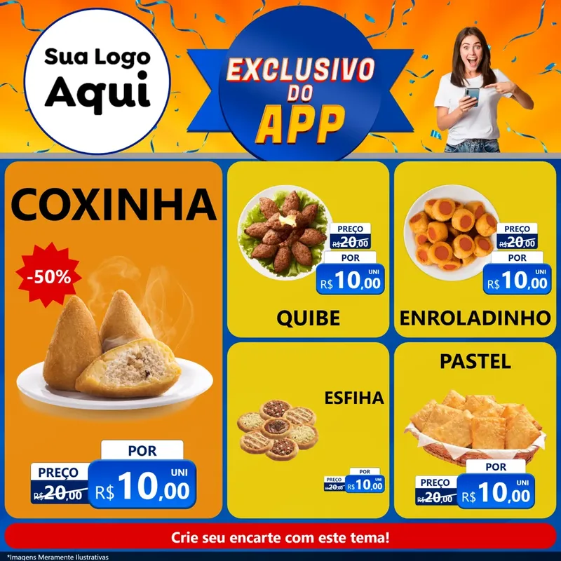 Modelo de Rede Social para Feed Facebook com o tema Exclusivo do Aplicativo para Salgadaria