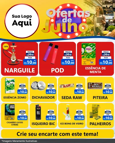 Modelo de Rede Social para Feed Instagram com o tema Ofertas de Julho para Tabacaria