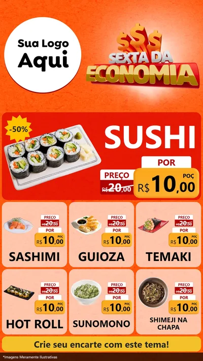 Modelo de Rede Social para Stories com o tema Sexta da Economia para Comida japonesa