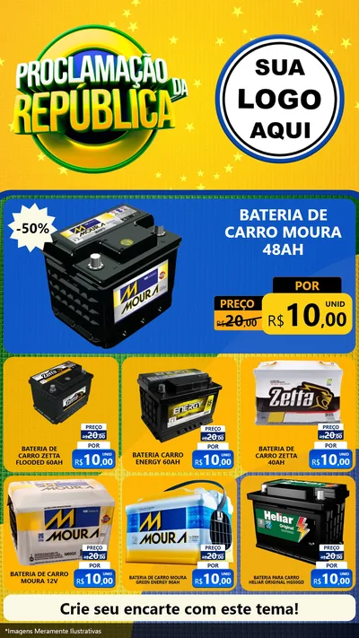 Modelo de Rede Social para Stories com o tema Proclamação da República para Baterias Elétricas