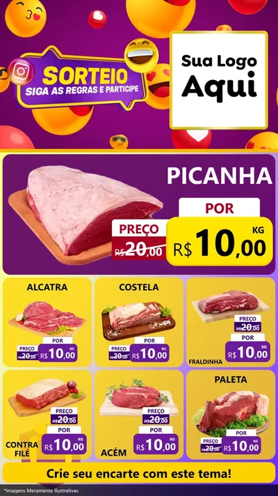 Modelo de Rede Social para Stories com o tema Sorteio para Açougue