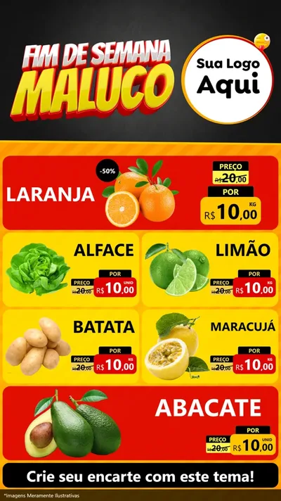 Modelo de TV para TV Vertical com o tema Final de Semana Maluco para Hortifrúti