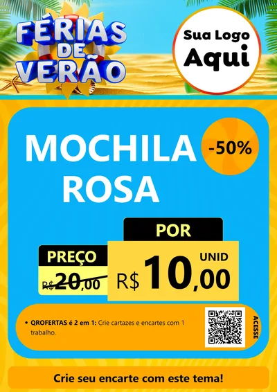 Modelo de Cartaz para Cartaz A4 Vertical com o tema Férias de Verão para Papelaria