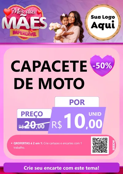 Modelo de Cartaz para Cartaz A4 Vertical com o tema Mês das Mães Imperdível para Moto peças