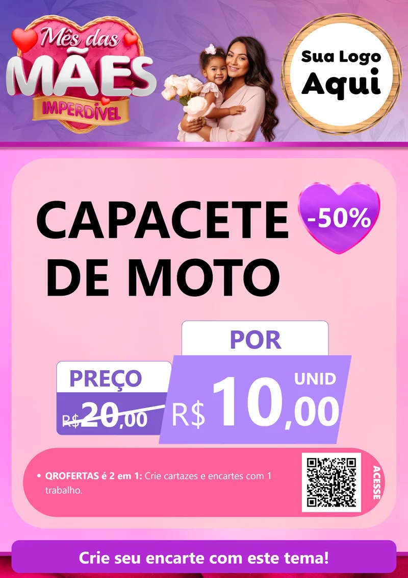 Modelo de Cartaz para Cartaz A4 Vertical com o tema Mês das Mães Imperdível para Moto peças
