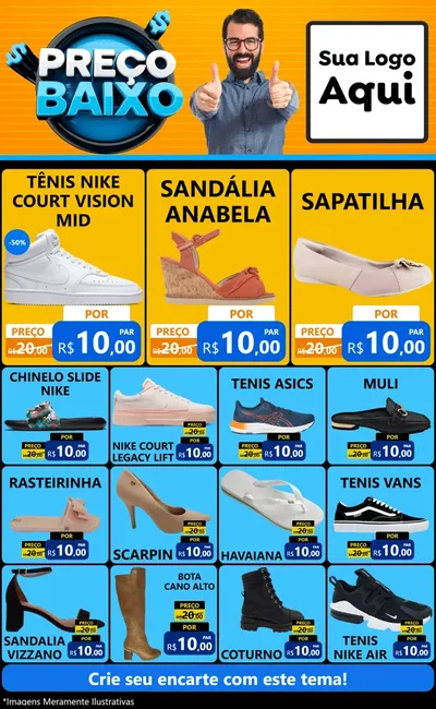 Modelo de Encarte para Encarte Grande com o tema Preço Baixo para Calçados