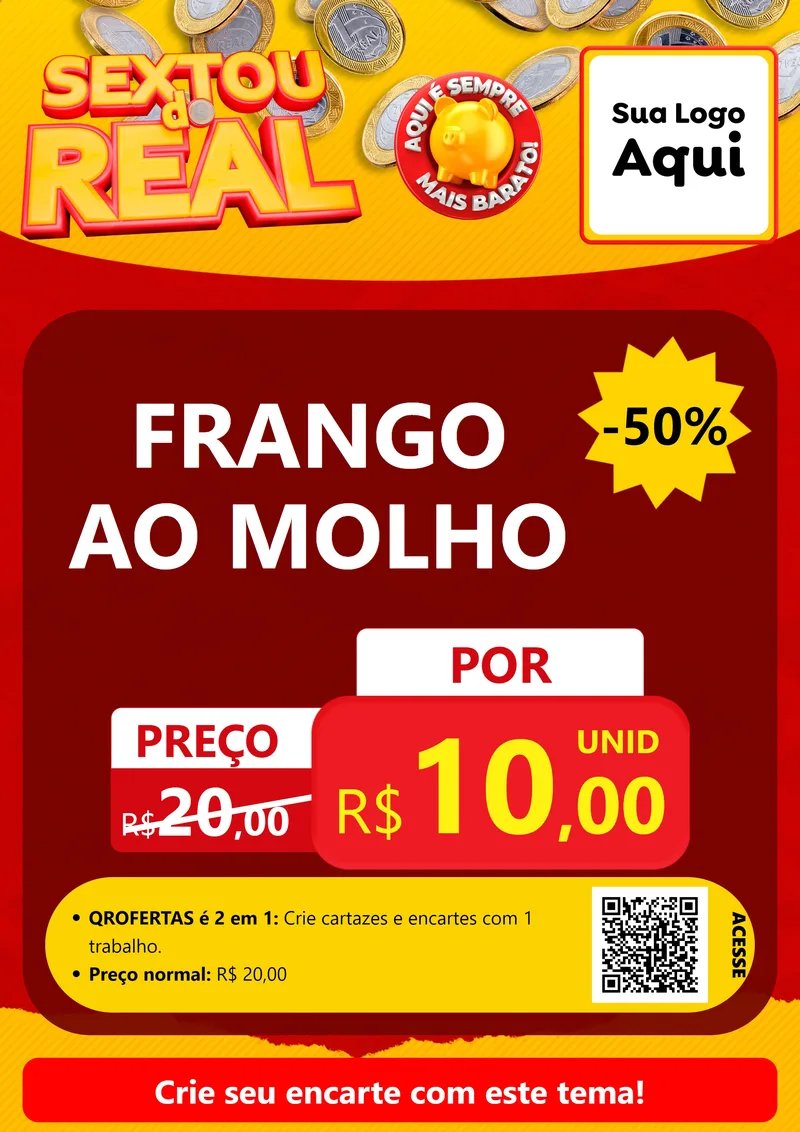Modelo de Cartaz para Cartaz A4 Vertical com o tema Sextou do Real para Restaurante