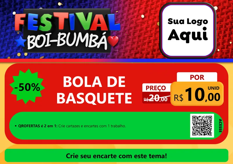 Modelo de Cartaz para Cartaz A4 Horizontal com o tema Festival Boi-Bumbá para Artigos Esportivos