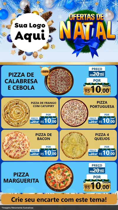 Modelo de TV para TV Vertical com o tema Ofertas de Natal para Pizzaria