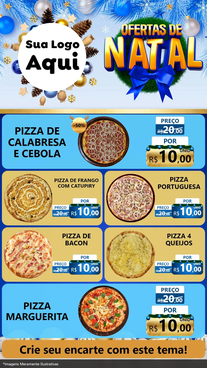 Modelo de TV para TV Vertical com o tema Ofertas de Natal para Pizzaria