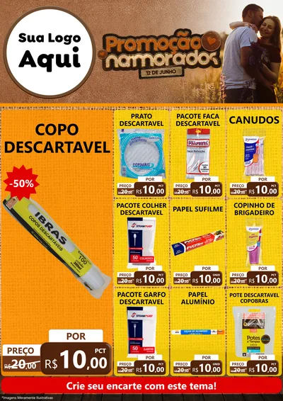Modelo de Encarte para Encarte A4 Vertical com o tema Promoção Namorados para Embalagens