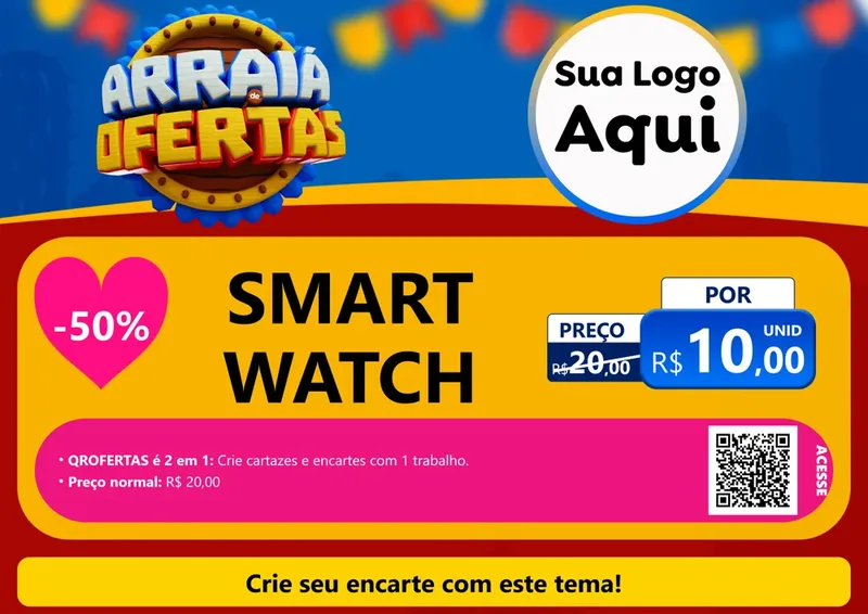 Modelo de Cartaz para Cartaz A4 Horizontal com o tema Arraiá de Ofertas - Junina para Informática