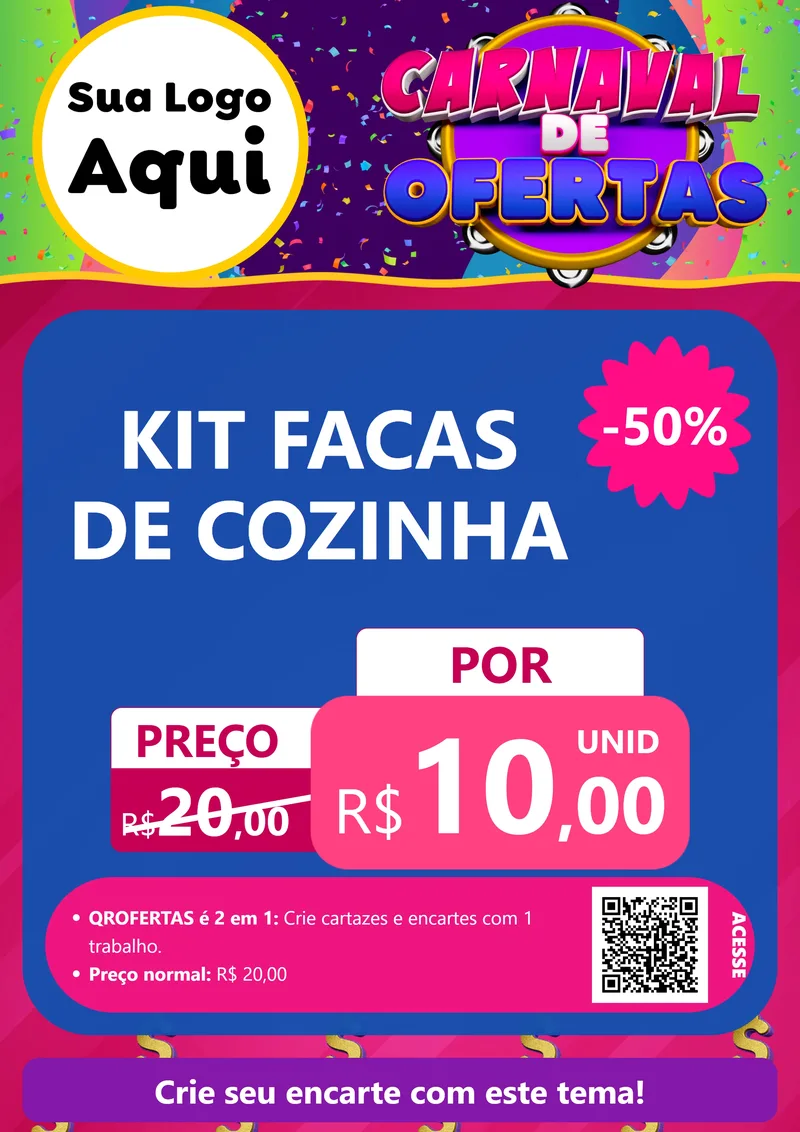 Modelo de Cartaz para Cartaz A4 Vertical com o tema Carnaval de Ofertas para Utilidades Domésticas