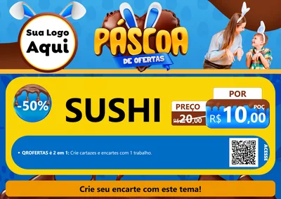 Modelo de Cartaz para Cartaz A4 Horizontal com o tema Páscoa de Ofertas para Comida japonesa